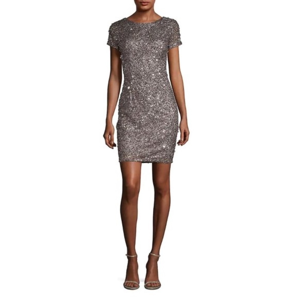 Adrianna Papell Sequin Mesh Sheath Dress